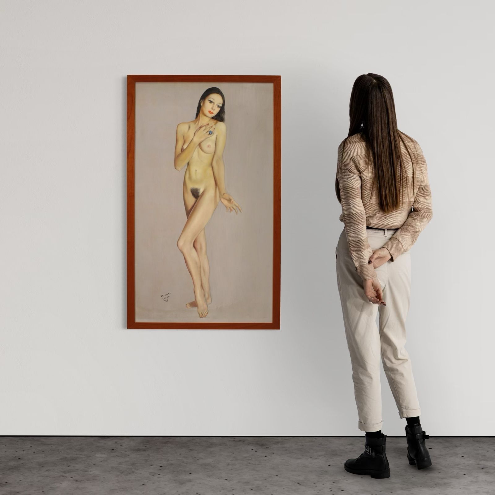Italian Nude Painting Signed By Mario Vellani Marchi Dated 1969 photo for sale