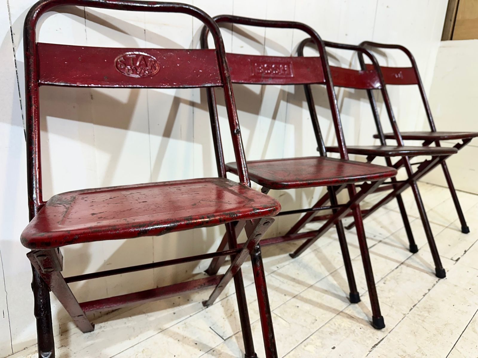Set Of Four 1940's Steel Folding Mess & Canteen Chairs photo Furniture