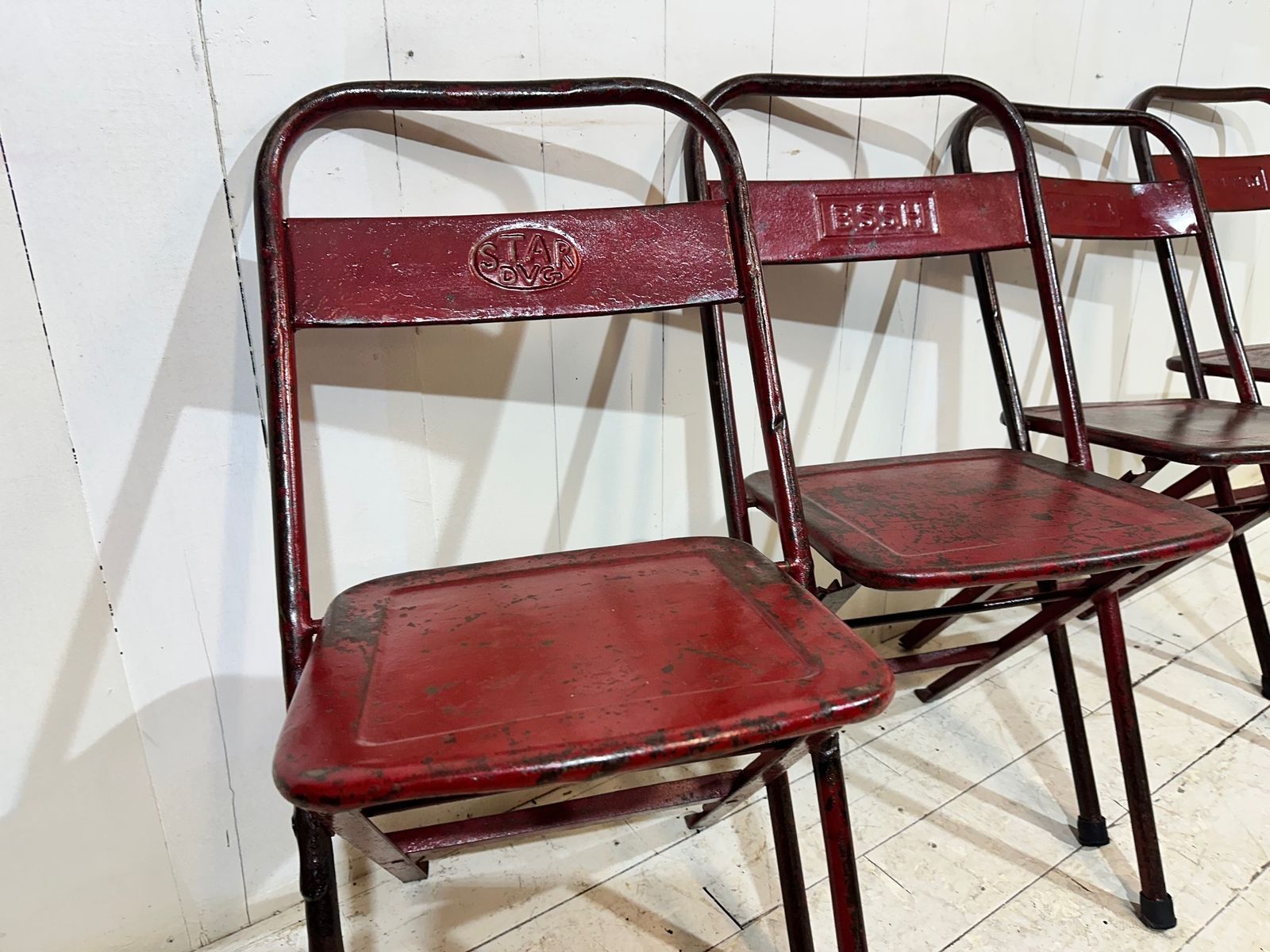 Set Of Four 1940's Steel Folding Mess & Canteen Chairs photo 429.0