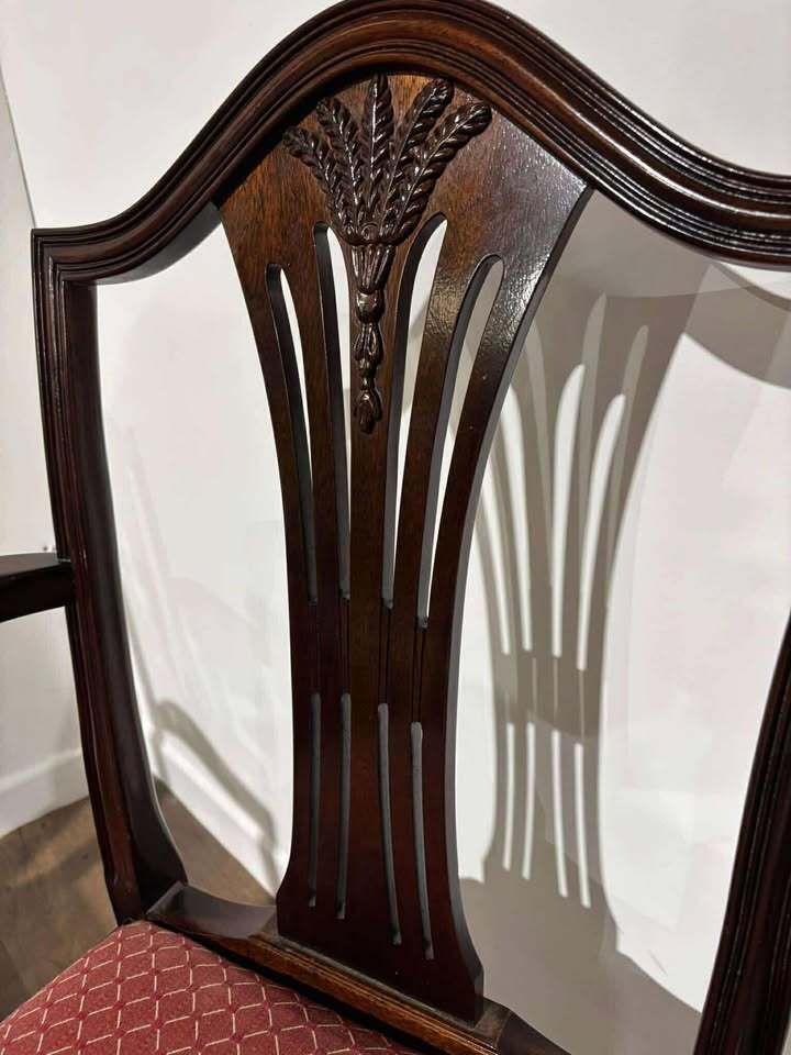 199.0 Pair Of Reproduction Mahogany Carver Armchairs photo