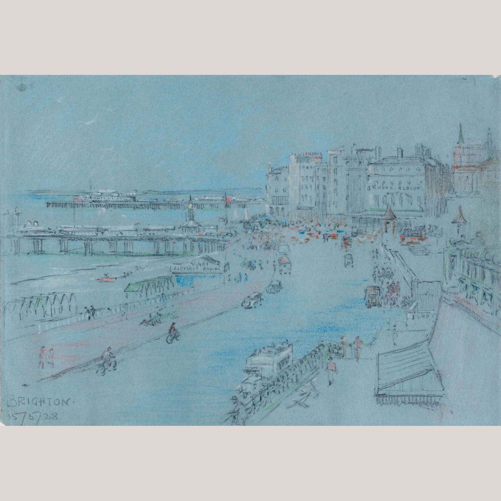 Brighton Pier En Royal Albion Hotel 1938 – Potloodtekening.
