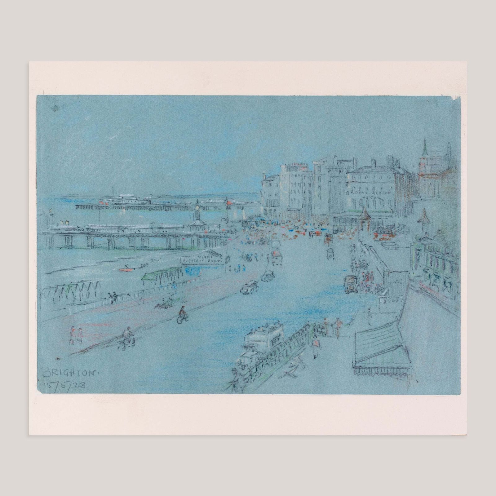 Brighton Pier And Royal Albion Hotel 1938 – Original Pencil Sketch. photo furniture