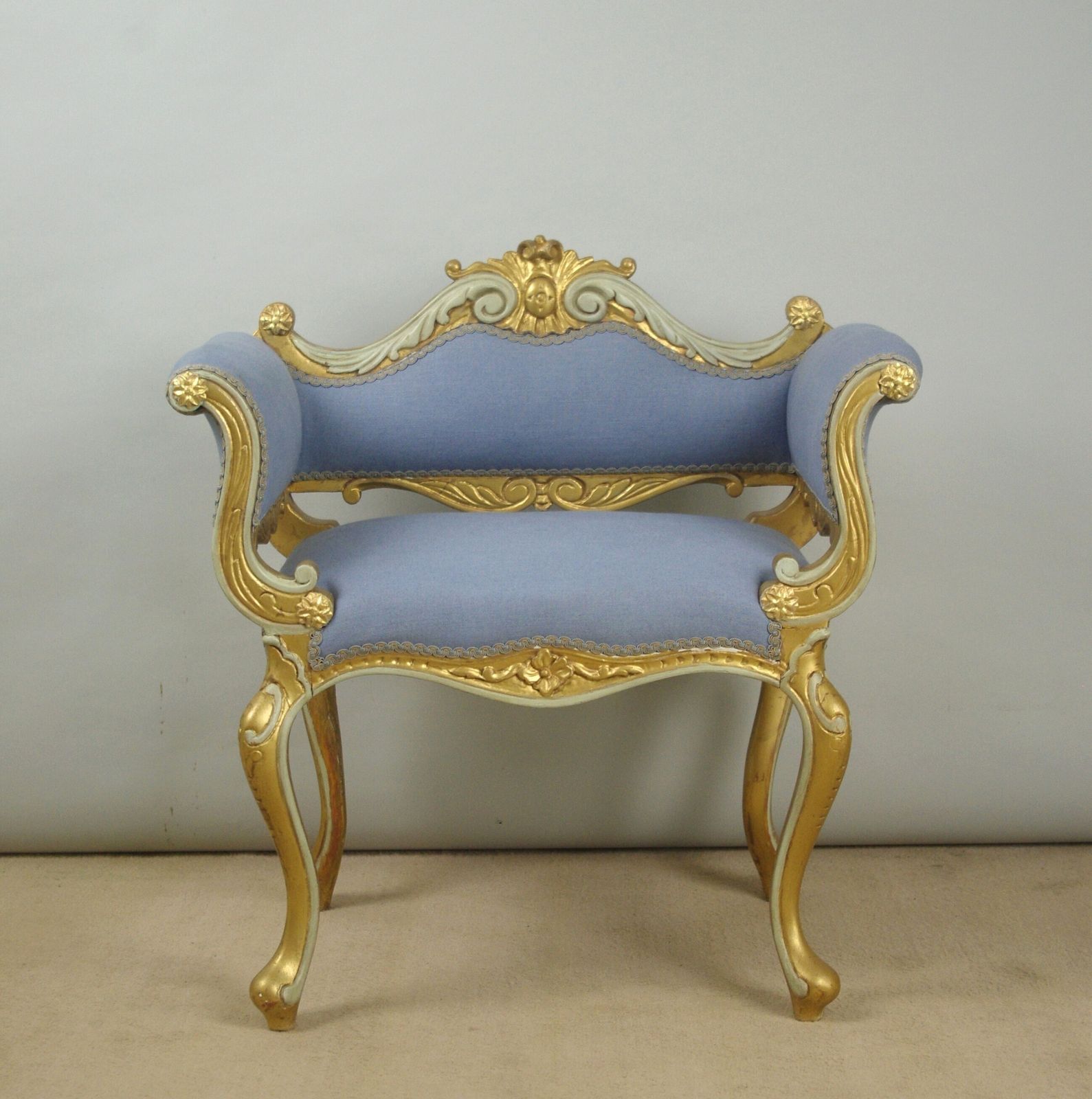 19th Century French Gilt Occasional Chair With Scroll Arms photo furniture