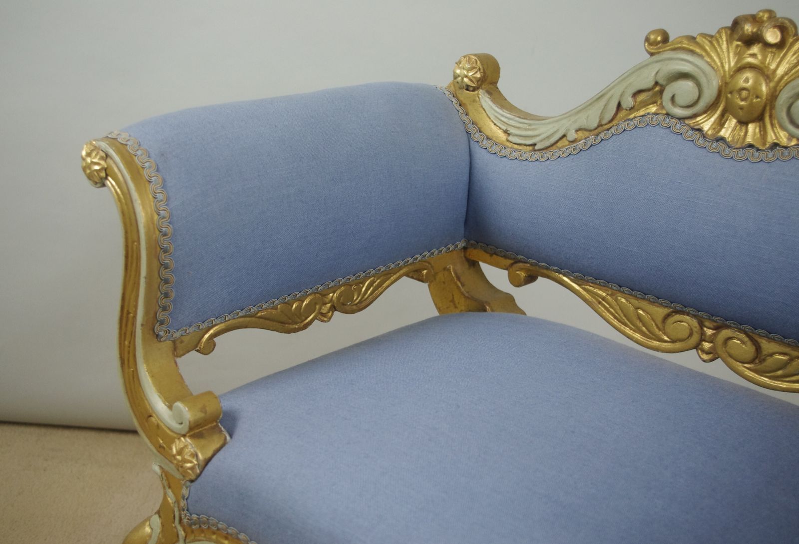 photo for sale 19th Century French Gilt Occasional Chair With Scroll Arms