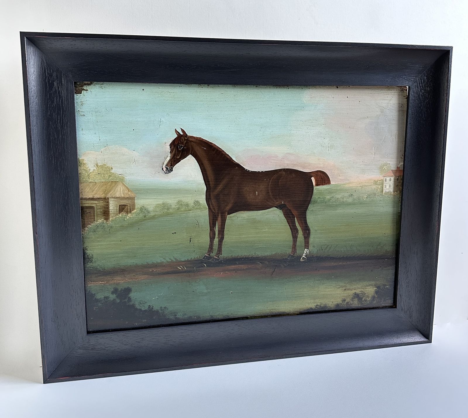 Portrait Of A Horse, 18th Century, Oil On Pine Panel, Signed photo furniture