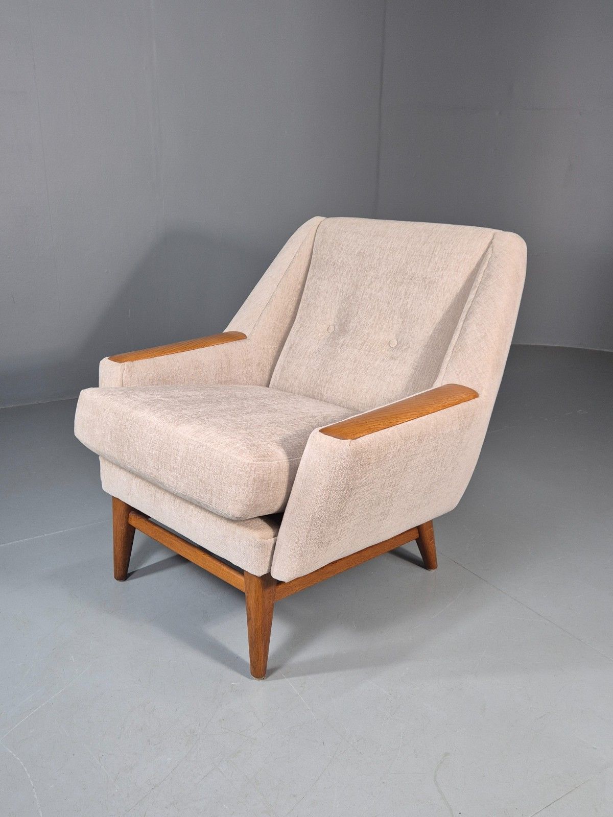 Vintage Danish Mid Century Lounge Chair Teak Frame New Upholstery Eb11777 Mnor