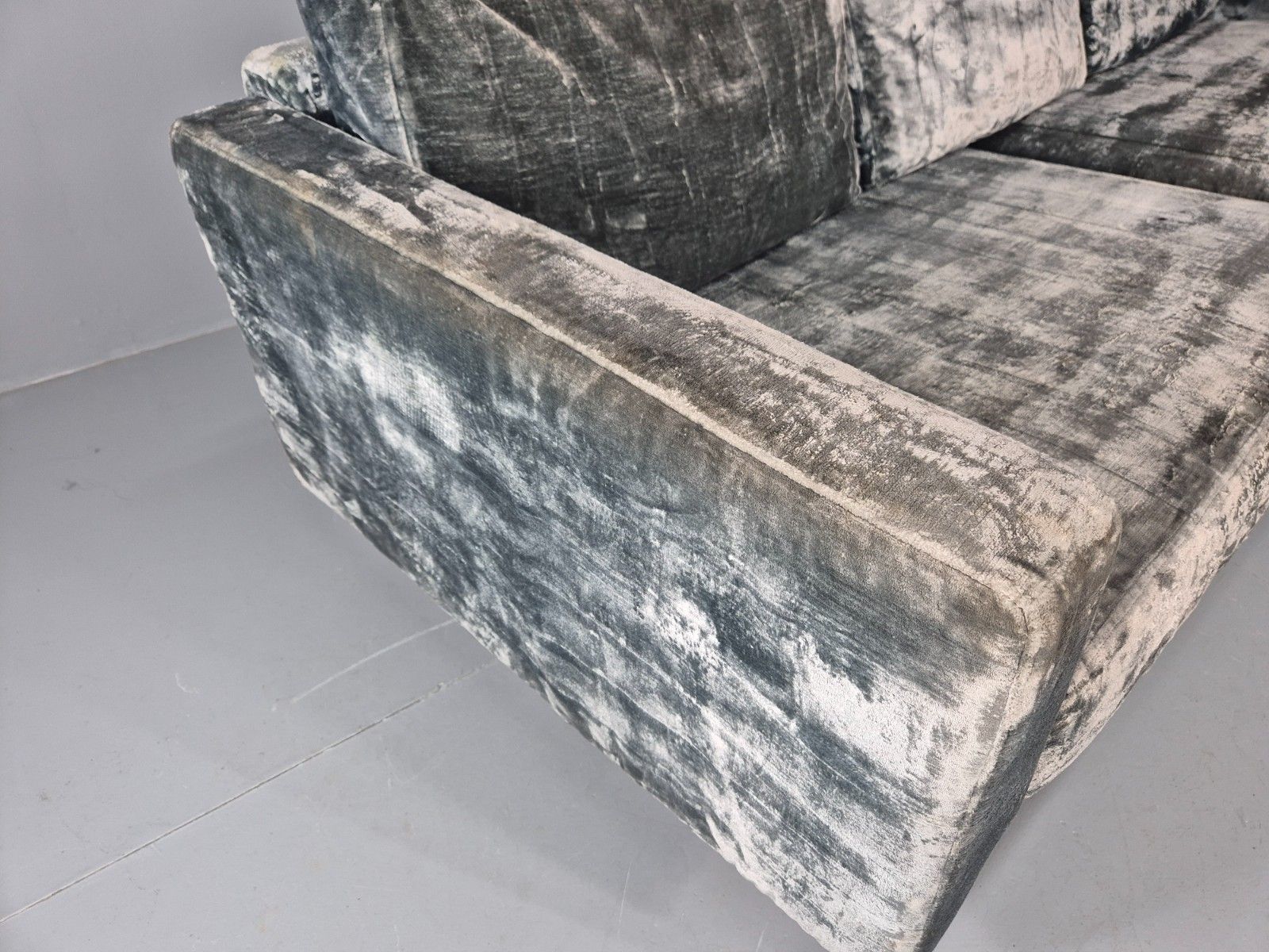 photo vintage Huge 4 Seater Settee Turquoise Velvet Ex Hotel Modern Design Retro Eb11608 M4ss