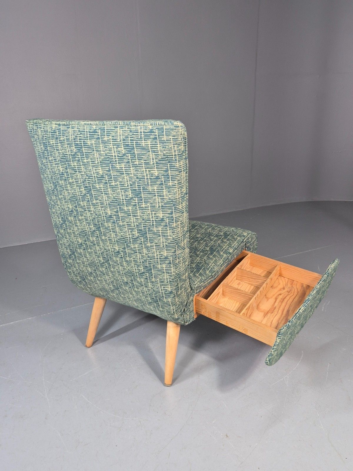 Furniture Vintage Swedish Retro Chair Newly Upholstered Hobby Chair Drawer Eb11084 Mnor photo