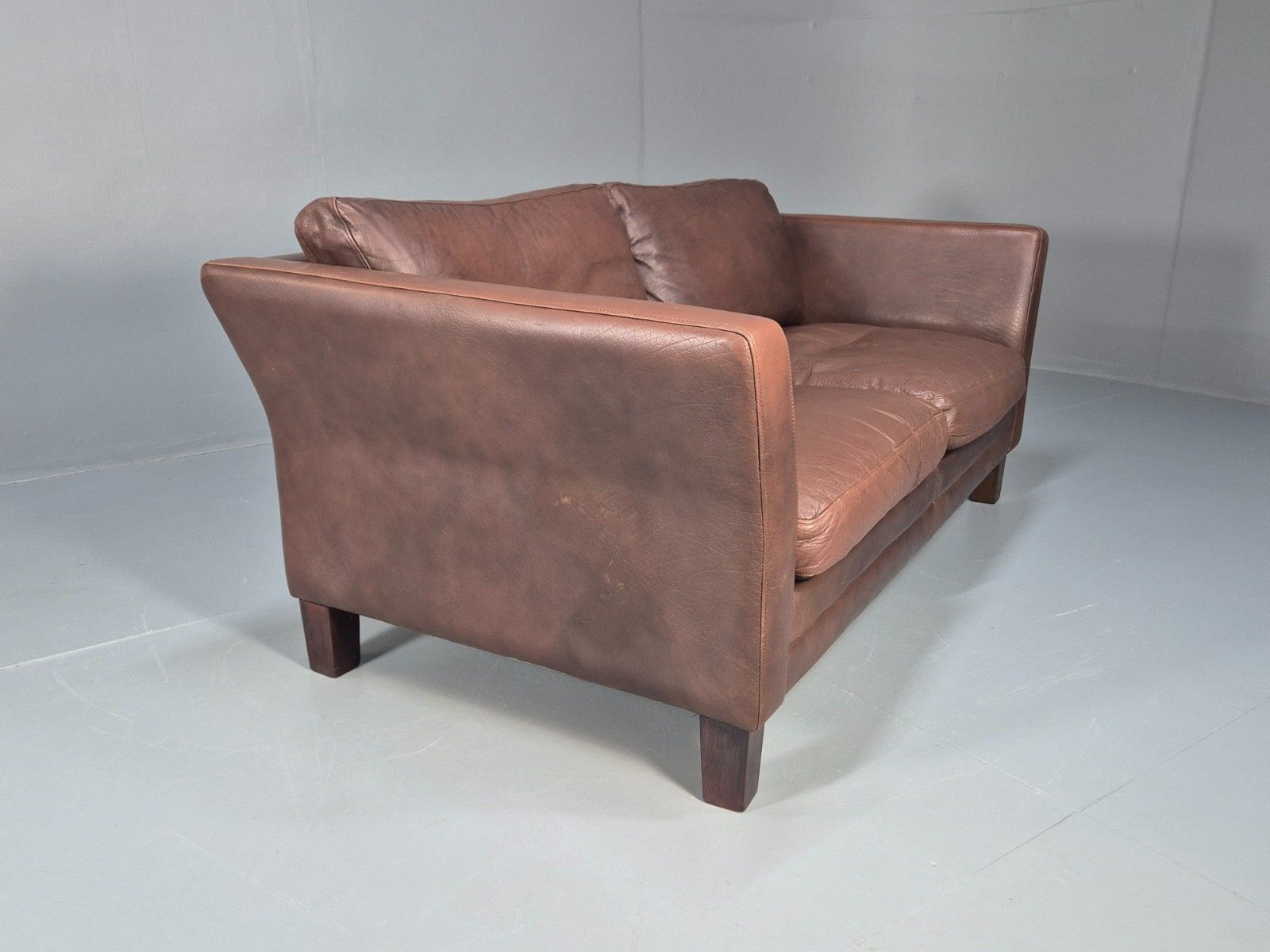 Furniture Vintage Danish Two Seater Settee In Brown Leather 1970s Danish Retro Eb8351 M2ss photo