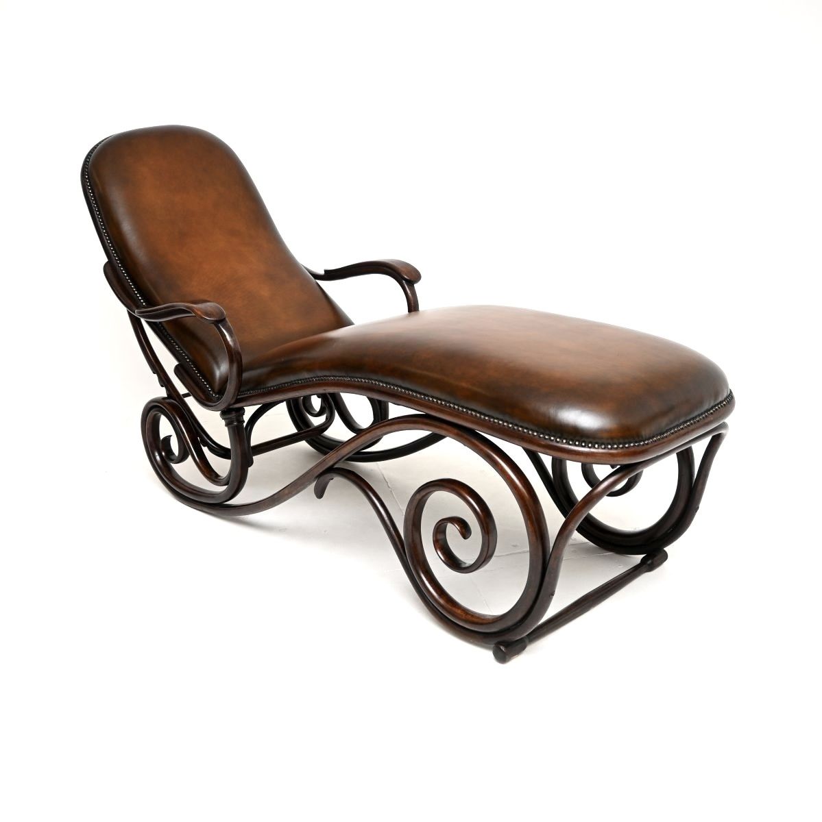 Antique Bentwood Leather Chaise Longue By Thonet photo for sale