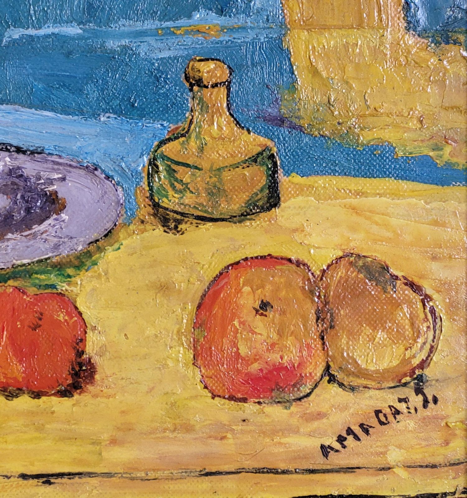 Cezanne Inspired Still Life. 'The Blue Vase". Oil On Board. 35cm X 30cm.1990 By Amaday photo buy