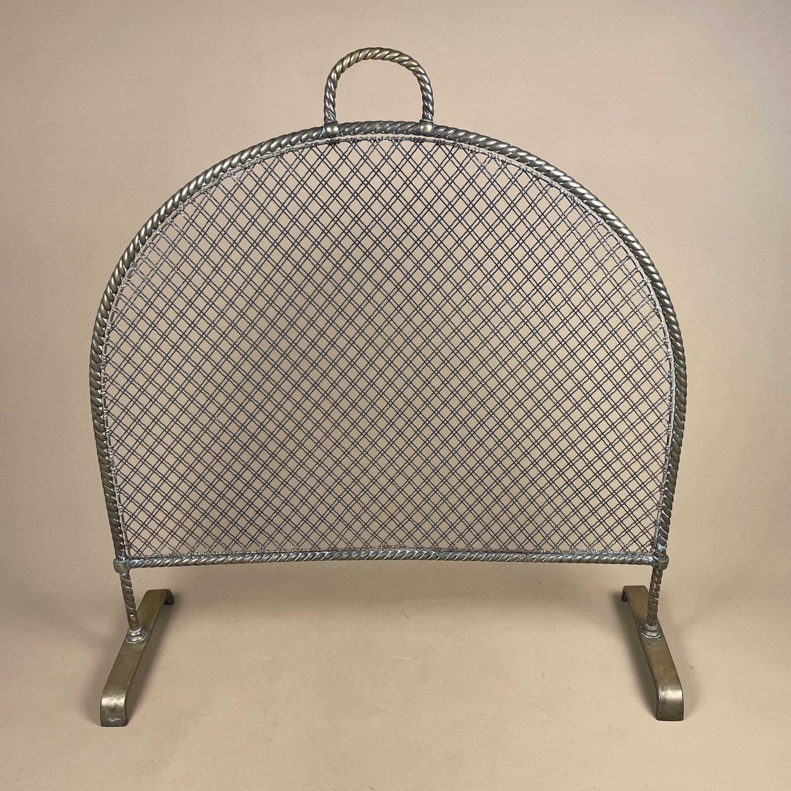 Antique Fireguard Fireplace Screen Metal Gold Brass Vintage Fire Guard Victorian Ornate Freestanding Domed Arched Top Mesh Curved