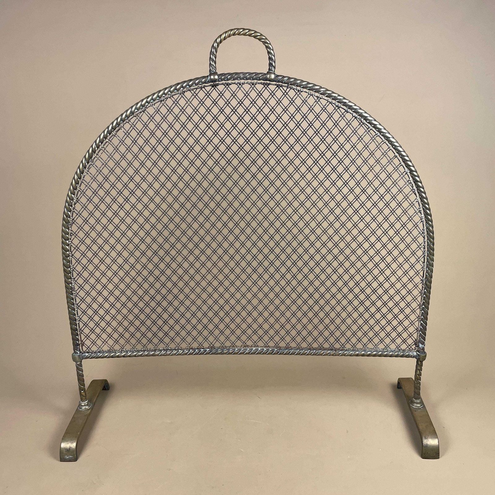 Antique Fireguard Fireplace Screen Metal Gold Brass Vintage Fire Guard Victorian Ornate Freestanding Domed Arched Top Mesh Curved photo Home Fixtures
