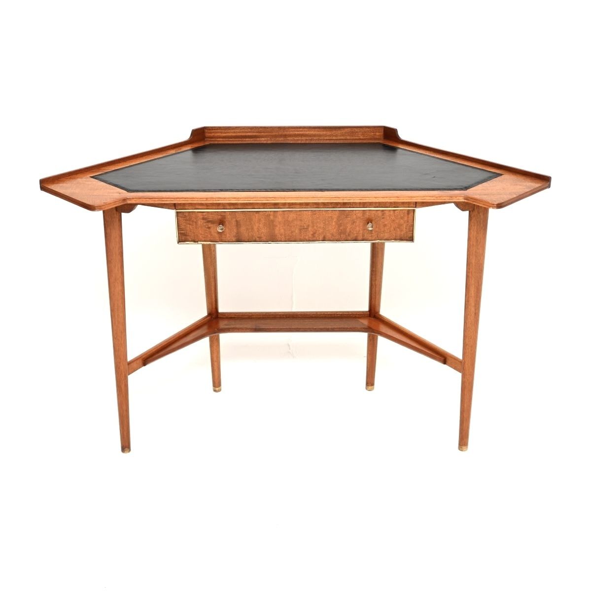 Vintage Mahogany Leather Top Corner Desk