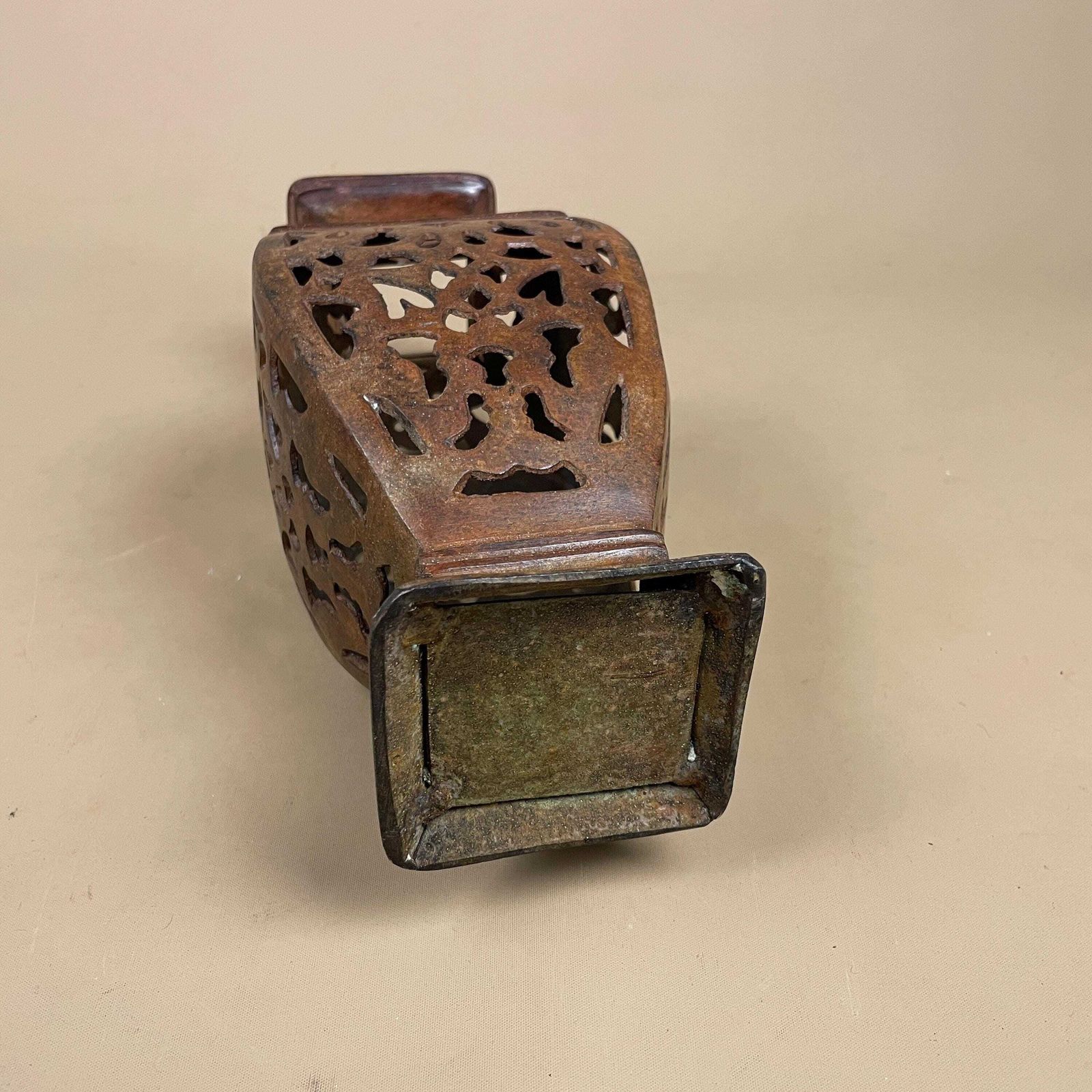Metal Indian Patterned Pot Vase Jardiniere Asian Handmade Hollowed Out Pierced Intricate Vintage Urn Decorative Ornate Display Cut Out photo vintage