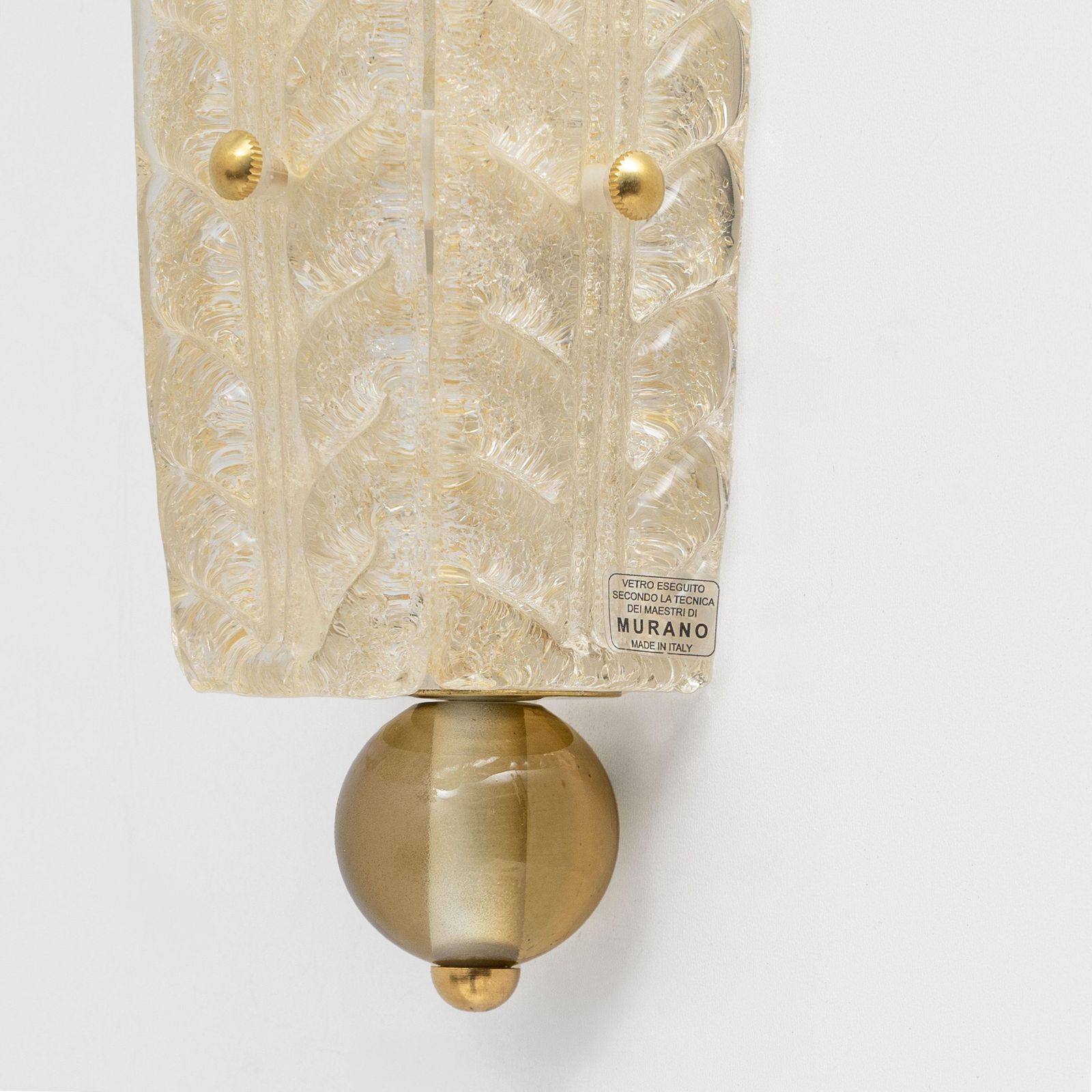 Pair Of Art Deco Style Brass And Murano Glass Gold Graniglia Sconces photo buy
