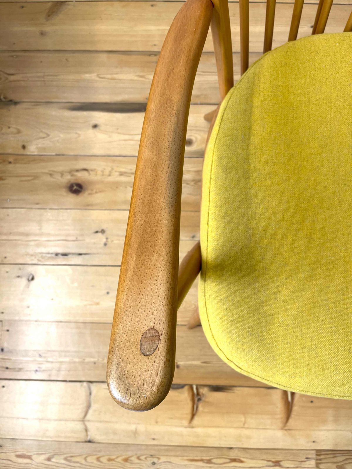 Ercol 478 Original Armchair With Yellow Wool Seat. photo buy