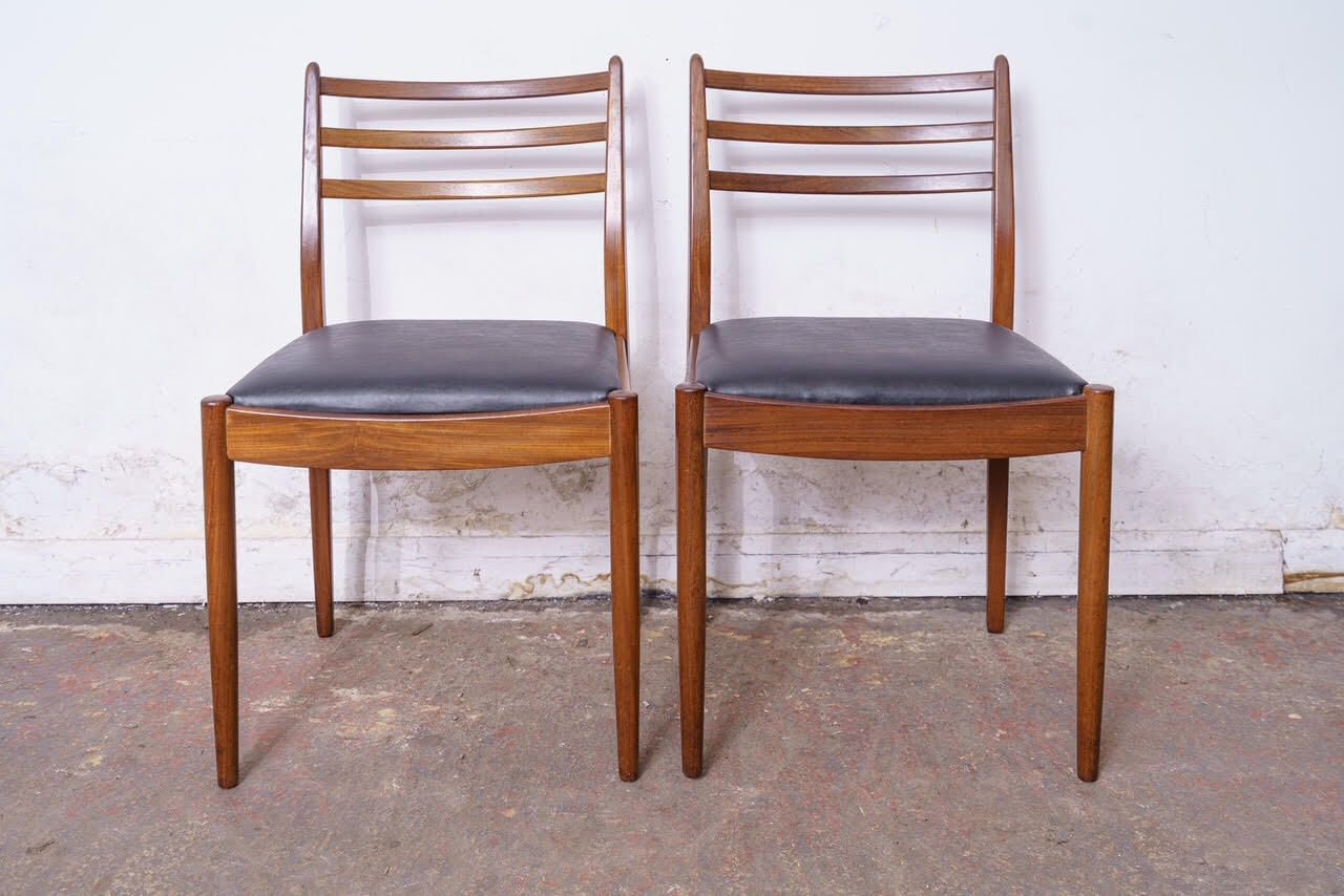 photo furniture 2 G Plan Mid Century Teak Dining Chairs, Newly Upholstered