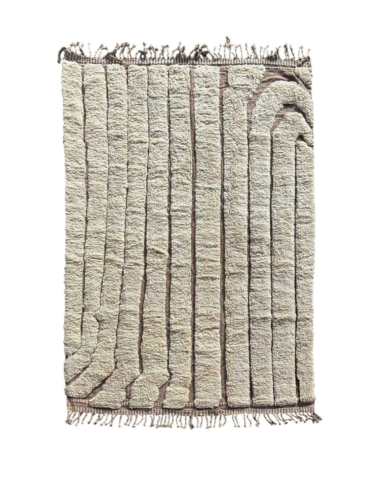 Moroccan White Wool Mrirt Rug 200x300cm  Moroccan Berber Beni Ourain Rug   White Authentic Carpet   Modern Design Rug   Hand Made Wool Rug photo furniture
