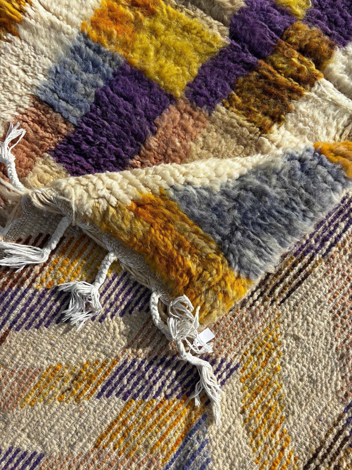 Handmade Moroccan Colorful Wool Rug 165x250 Cm – Minimal Geometric Design – Beni Ourain Berber Area Rug – Modern Boho Home Decor photo 859.0