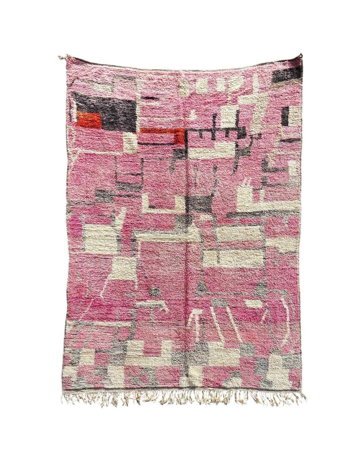 Moroccan Pink Boujaad Rug 200x300 Cm, Authentic Moroccan Berber Wool photo for sale