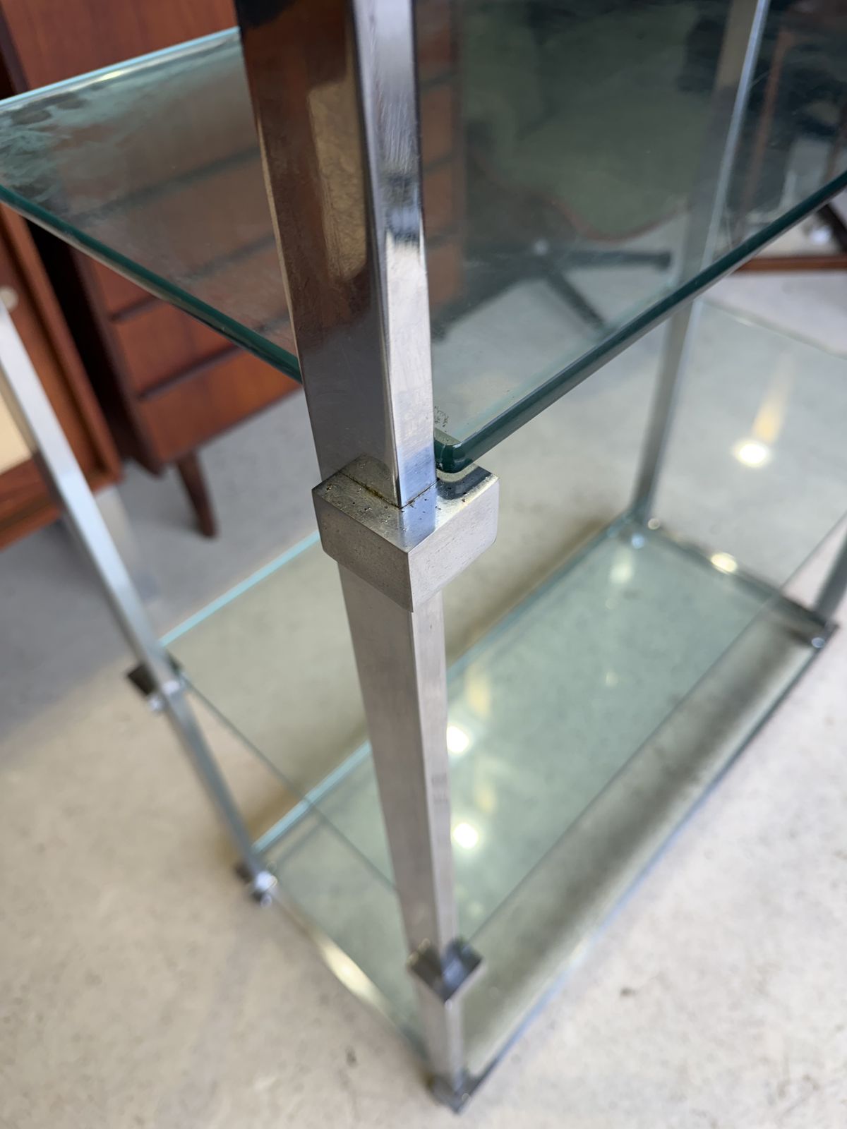 Mid Century Pieff Chrome And Glass Shelving Unit 1970s photo 445.0