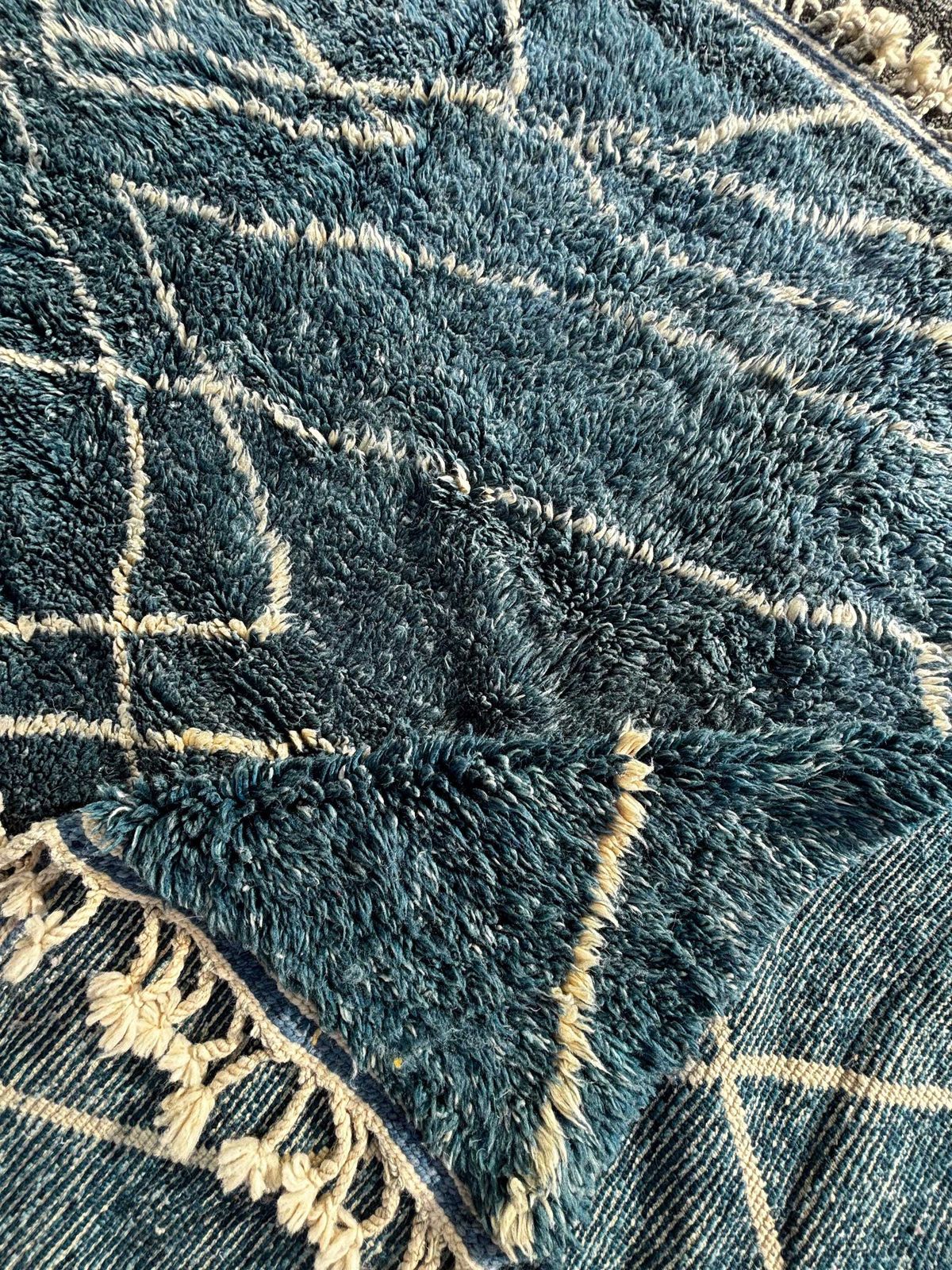 Berber Blue Moroccan Mrirt Wool Rug 270x240 Cm– Handwoven Neutral Berber Carpet,Beni Ourain Carpet , Modern Minimalist Decor photo for sale