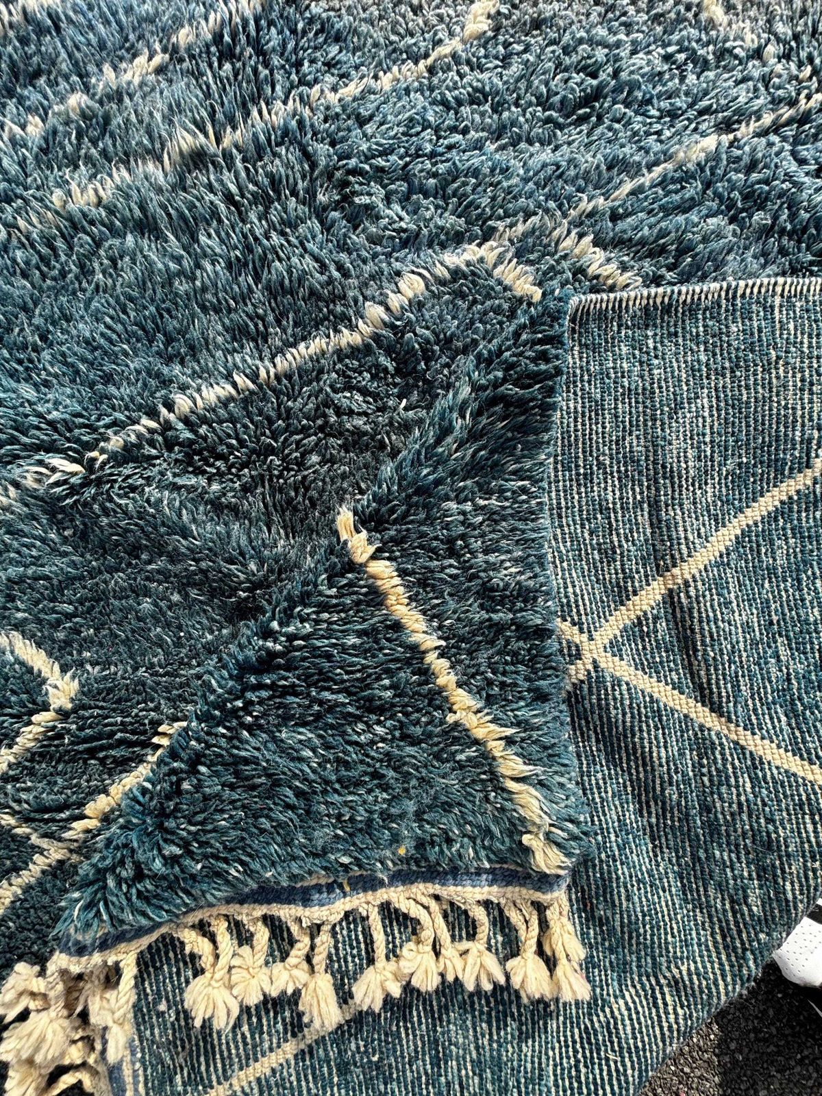 Berber Blue Moroccan Mrirt Wool Rug 270x240 Cm– Handwoven Neutral Berber Carpet,Beni Ourain Carpet , Modern Minimalist Decor photo Textiles