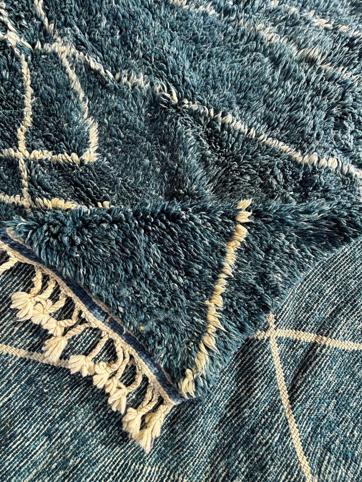Berber Blue Moroccan Mrirt Wool Rug 270x240 Cm– Handwoven Neutral Berber Carpet,Beni Ourain Carpet , Modern Minimalist Decor photo 1265.0