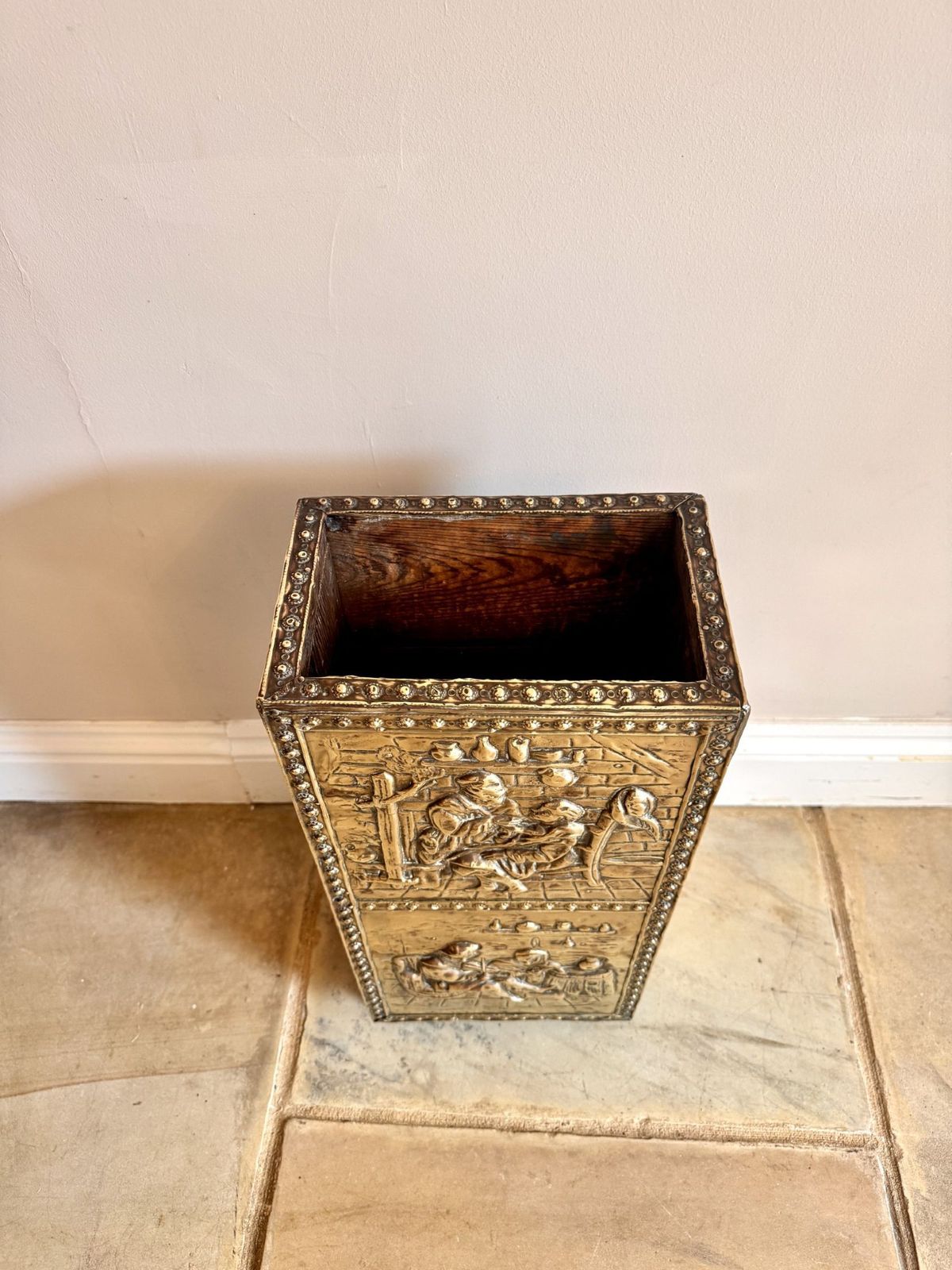 Unusual Quality Antique Ornate Brass Stick Stand photo 475.0