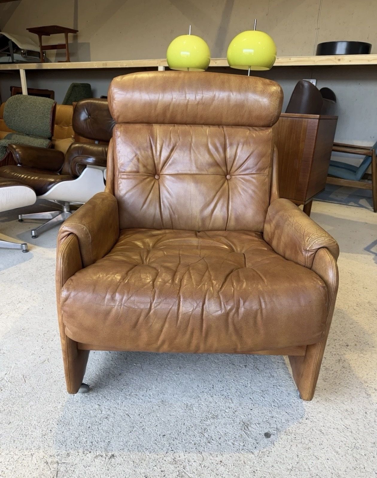 Mid Century Tan Leather Lounge Chair By Wittmann 1970s photo Furniture