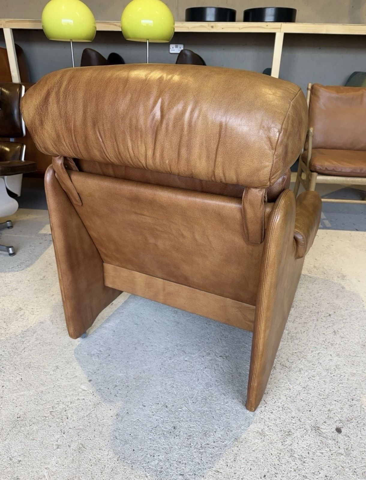 Mid Century Tan Leather Lounge Chair By Wittmann 1970s photo buy