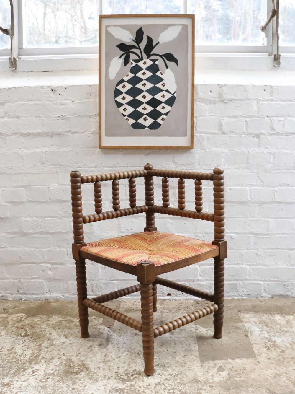 Furniture Beautiful Vintage French Corner Bobbin Chair photo