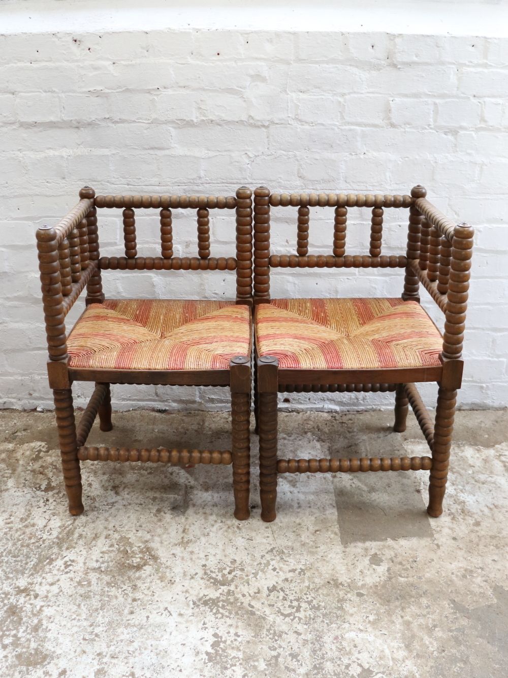 265.0 Beautiful Vintage French Corner Bobbin Chair photo