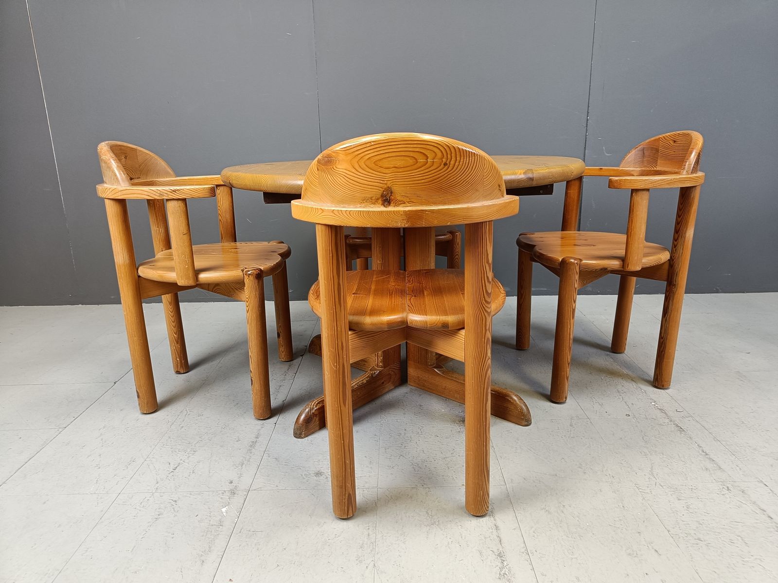Rainer Daumiller Pine Wood Dining Set For Hirtshals Savvaerk   Set Of 4   1980s