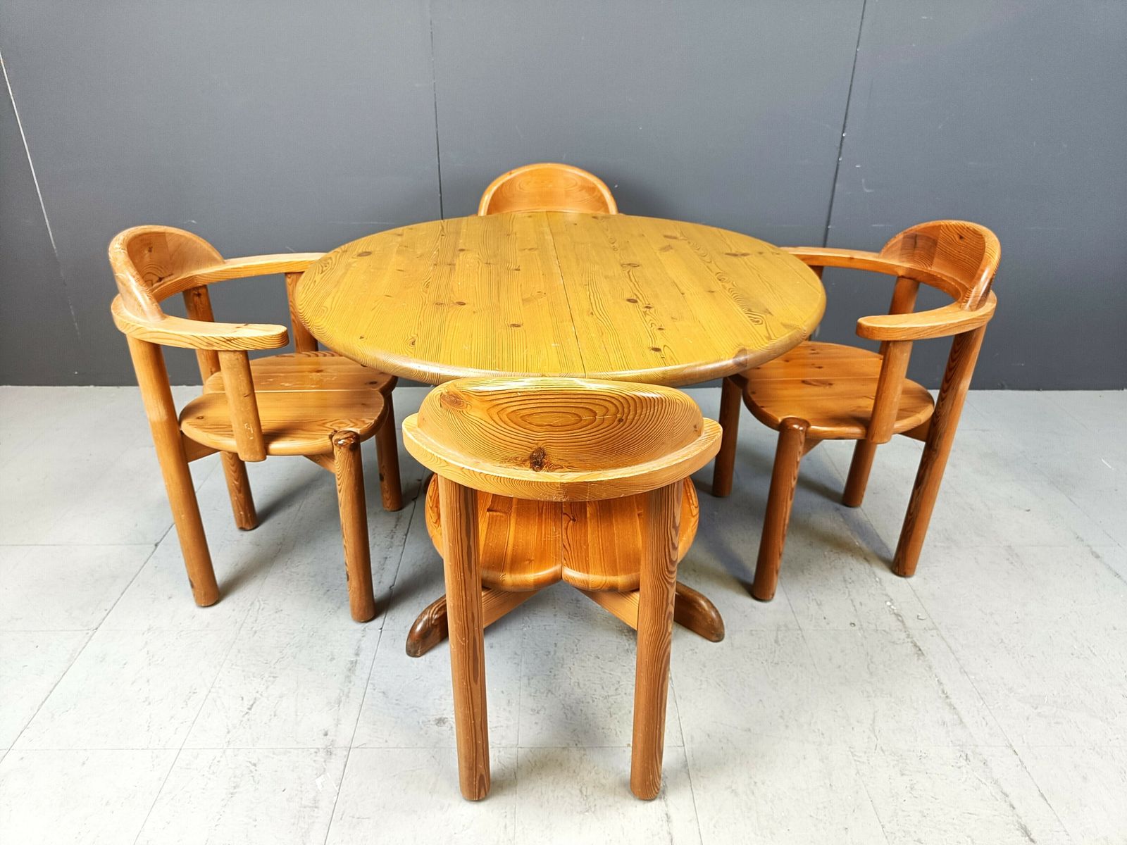 photo furniture Rainer Daumiller Pine Wood Dining Set For Hirtshals Savvaerk   Set Of 4   1980s