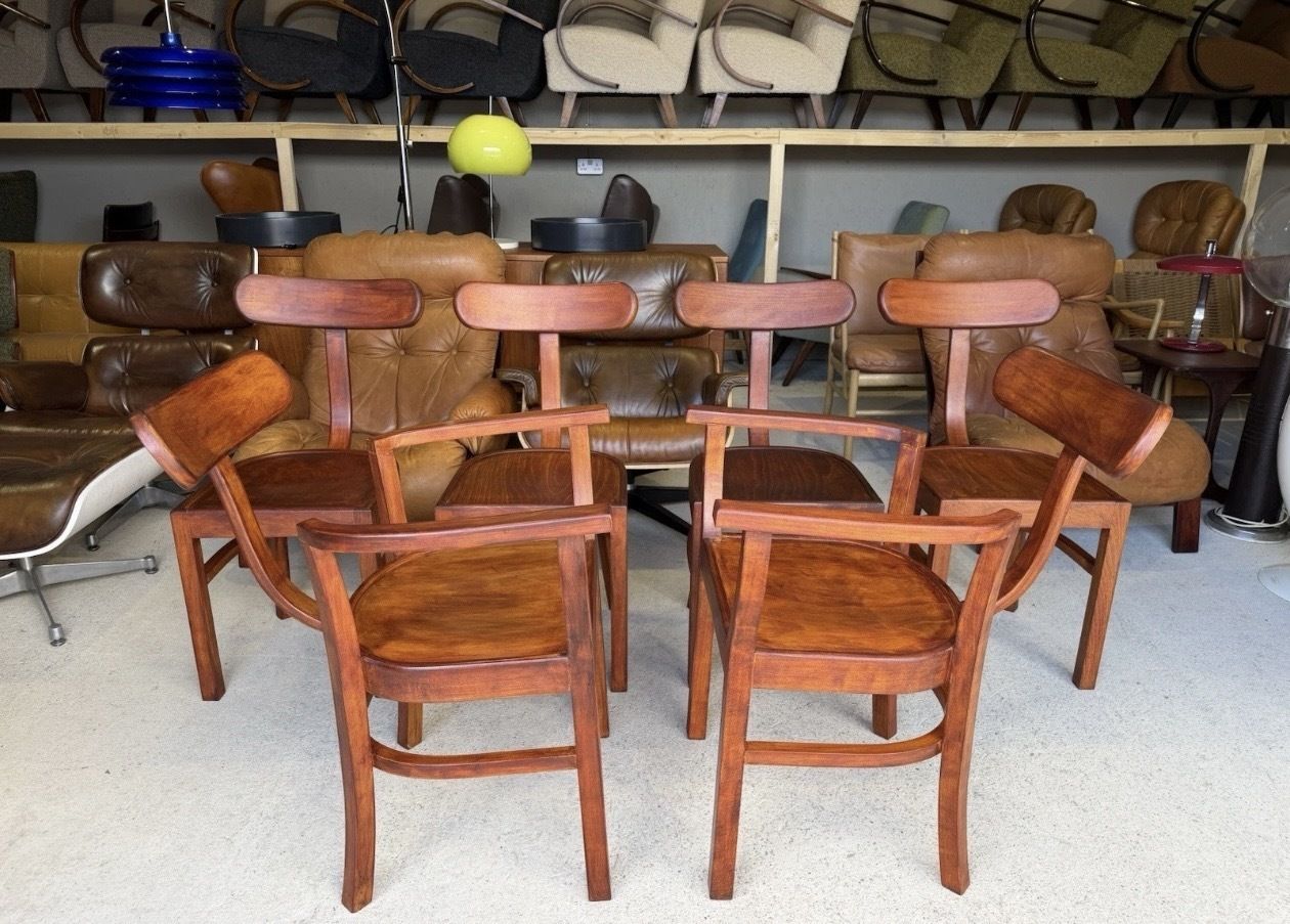 photo buy Set Of 6 Art Deco D Chairs No. 401 By Lajos Kozma 1930s