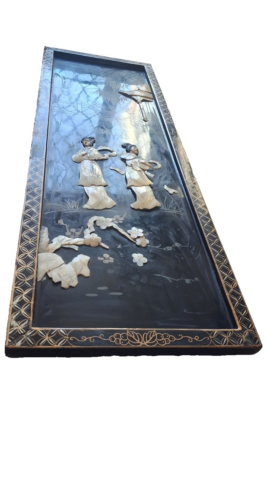 Original  1960's Japanese Shibayama Mid Century Oriental Wall Panel photo buy