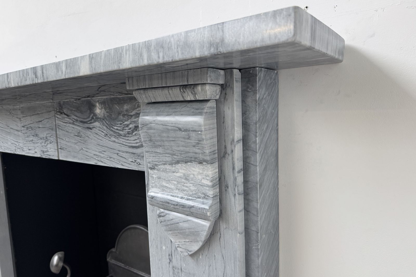 Antique 19th Century Grey Marble Fireplace Surround photo vintage