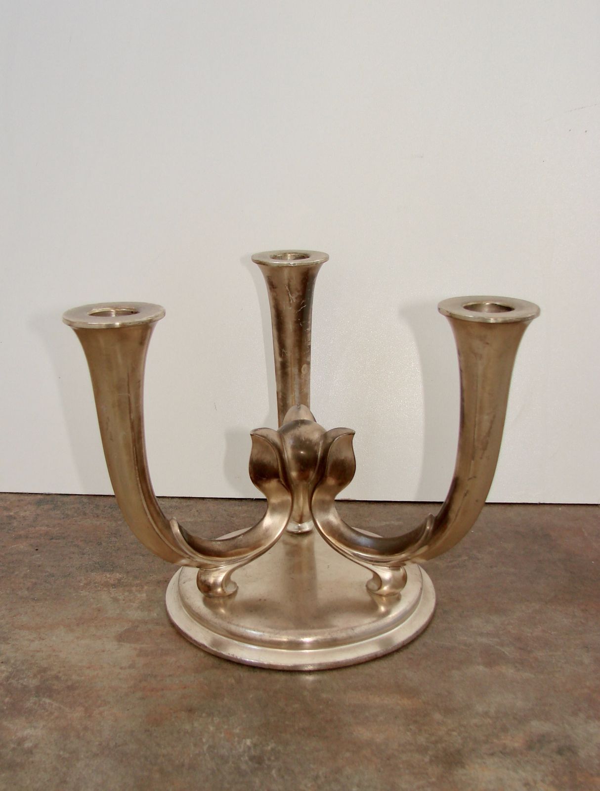 Wmf Germany 1940s Art Deco Candlestick | Silver Plated Brass | photo 259.0