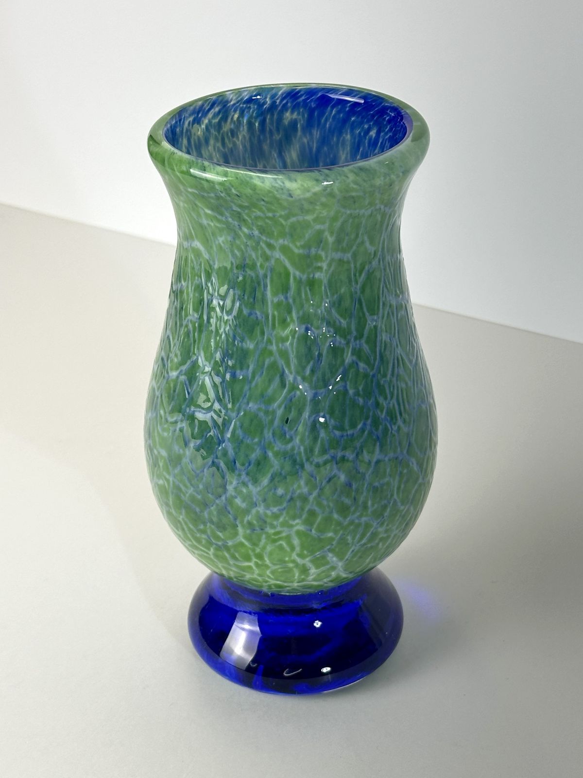 photo furniture Art Glass Vase Green And Blue Crackle Glass Attributed To Gunnar Håkansson Johansfors Sweden 1930s