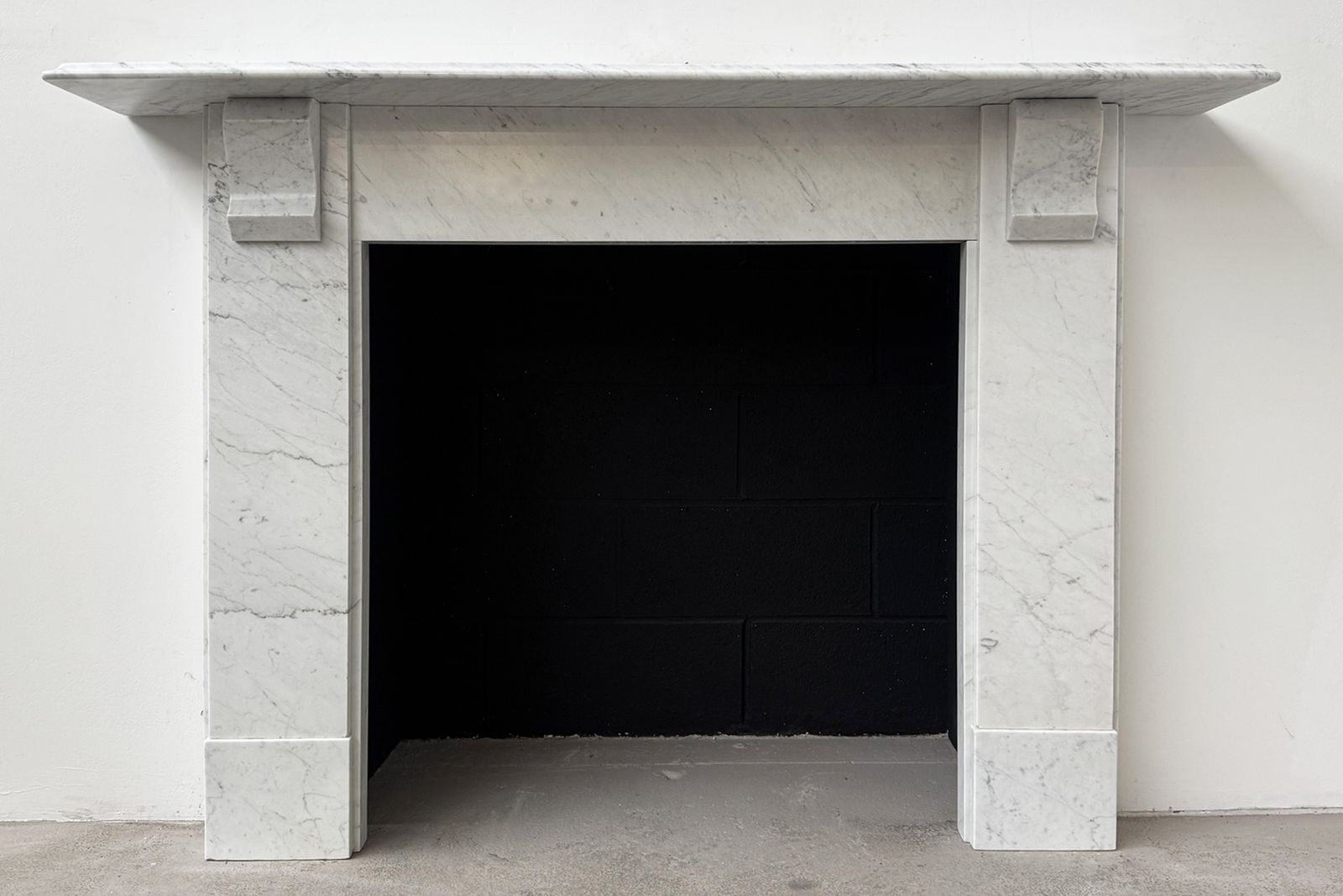 Antique Victorian Corbelled Carrara Marble Fireplace Surround