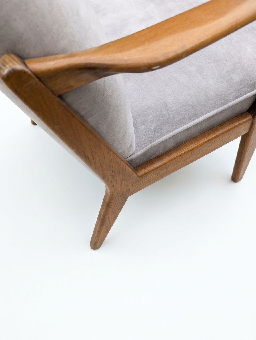 Mid‑Century Swedish High‑Back Lounge Chair & Footstool, Newly Reupholstered photo vinterior