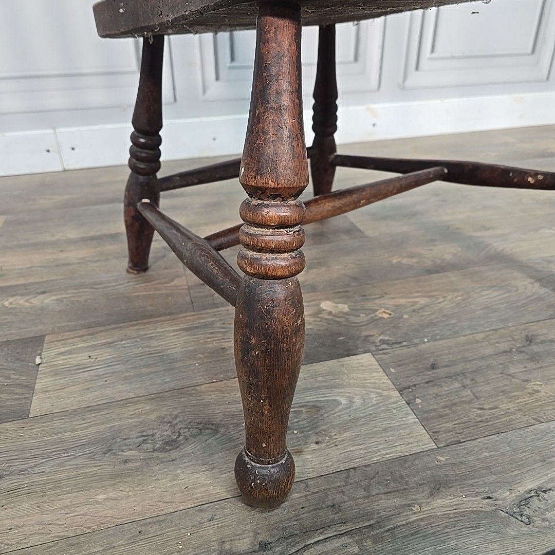 260.0 Antique Windsor Elbow Chair Lath Back Armchair Solid Wood Elm Victorian Seat photo