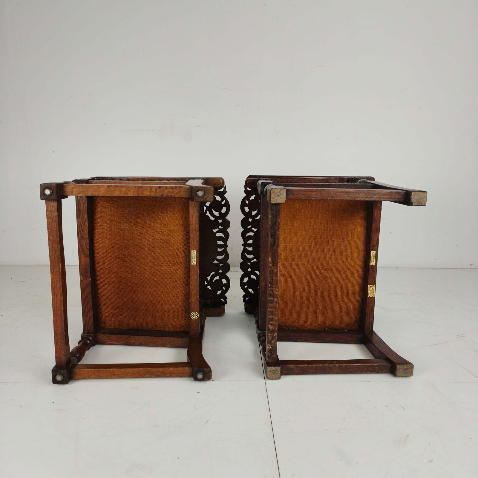 Pair Of English Antique Jacobean Monk Armchairs / Tables By F. Parker & Sons Ltd photo vintage