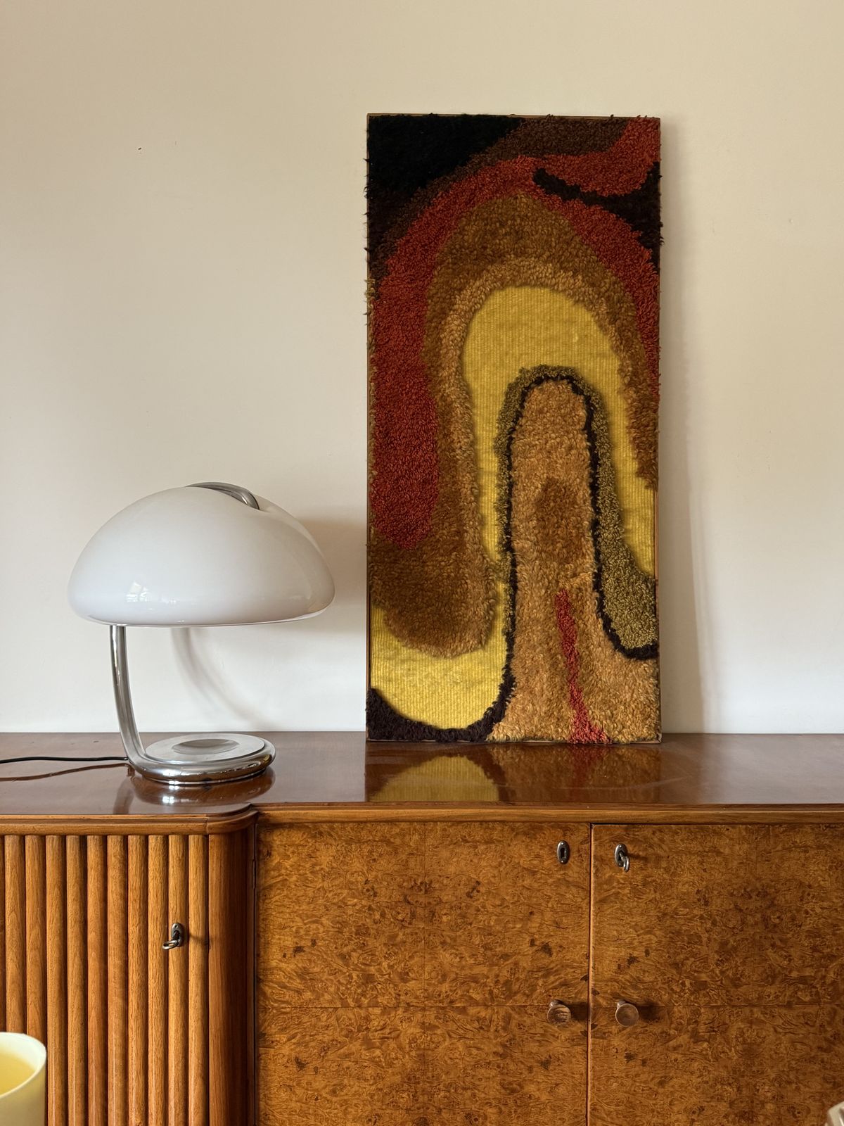 Space Age Wall Tapestry | Italian Mid Century Fabric Art 1970s photo vintage