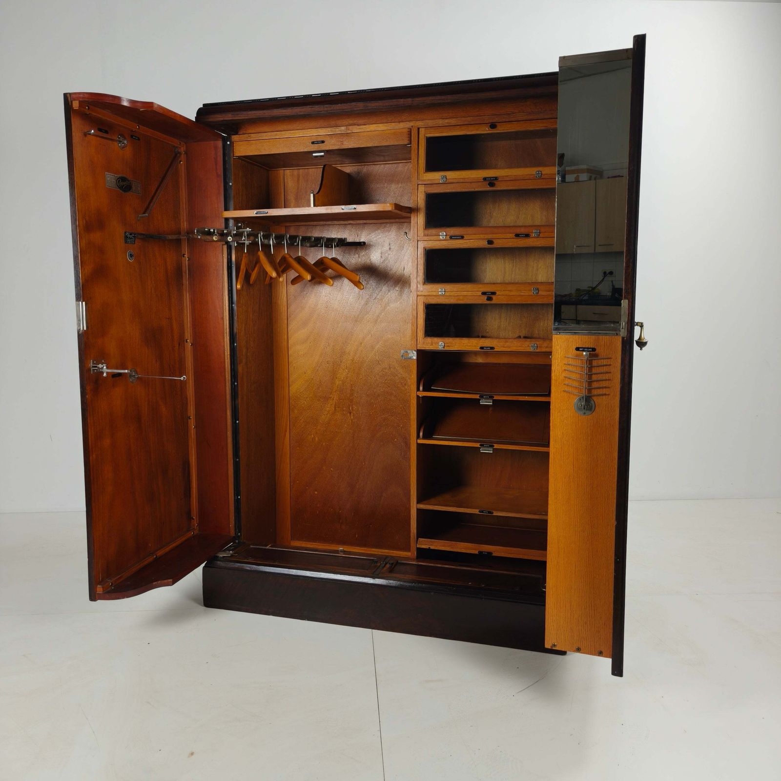 photo buy 1920s Mahogany And Oak Compactom Ltd Gentleman’s Wardrobe