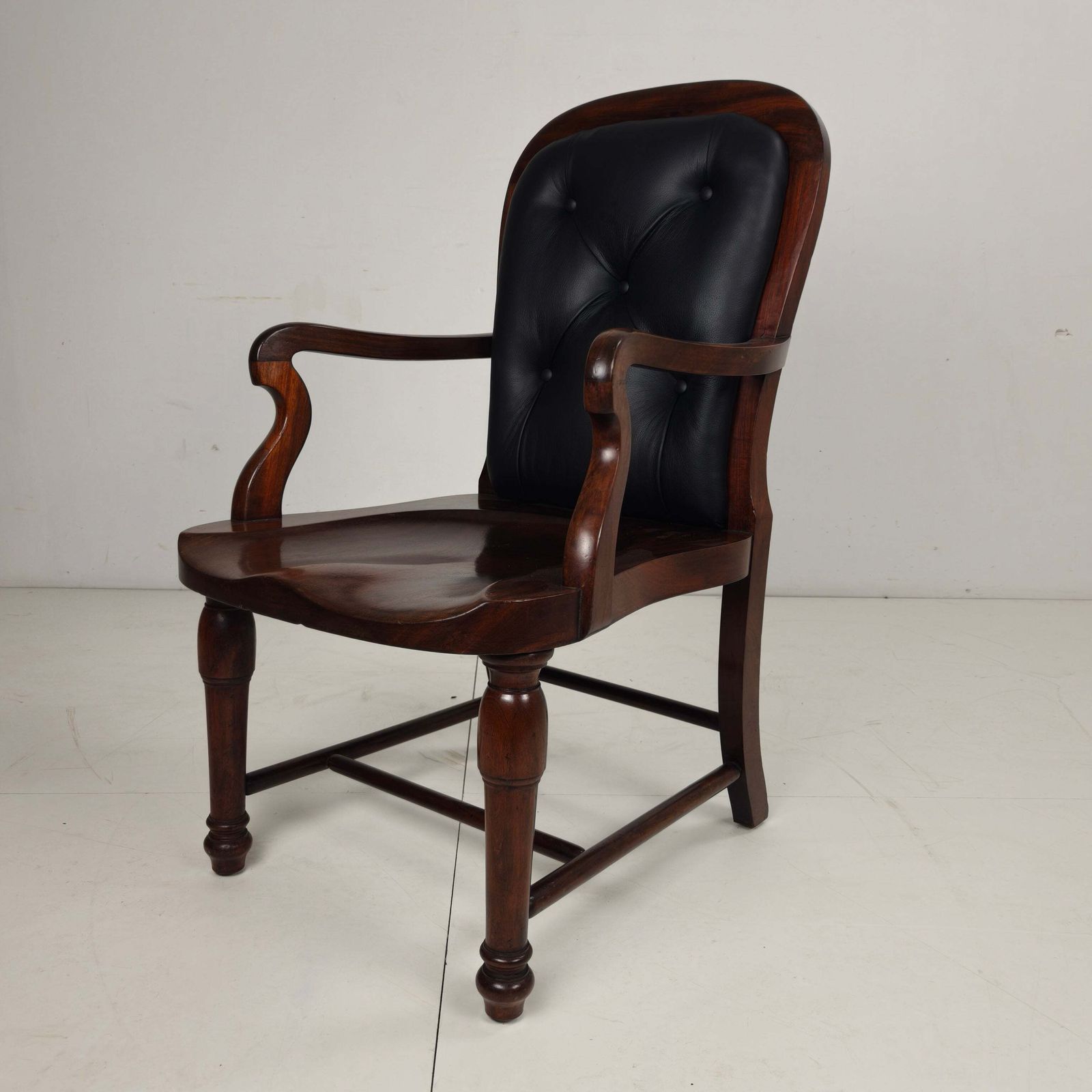 Victorian English Walnut & Leather Library Desk Chair photo furniture