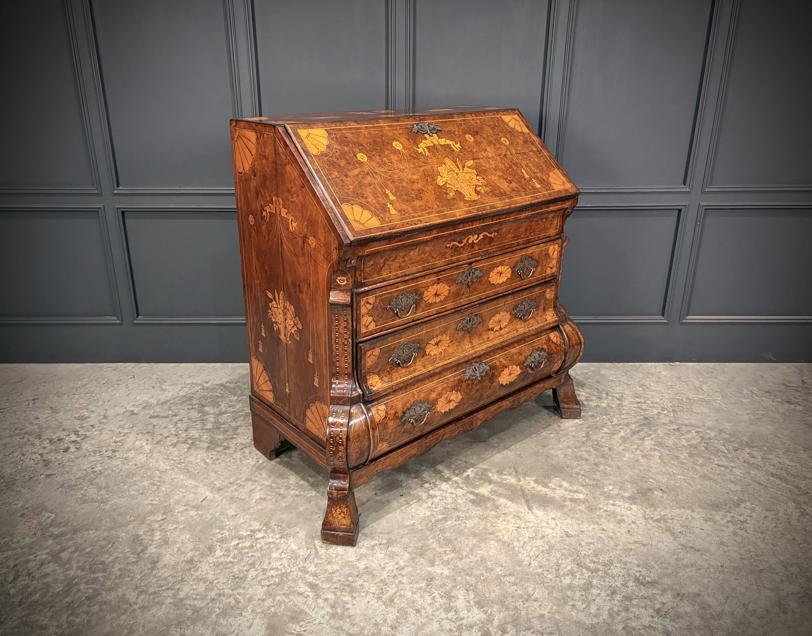 Dutch Marquetry Inlaid Walnut Bureau photo furniture