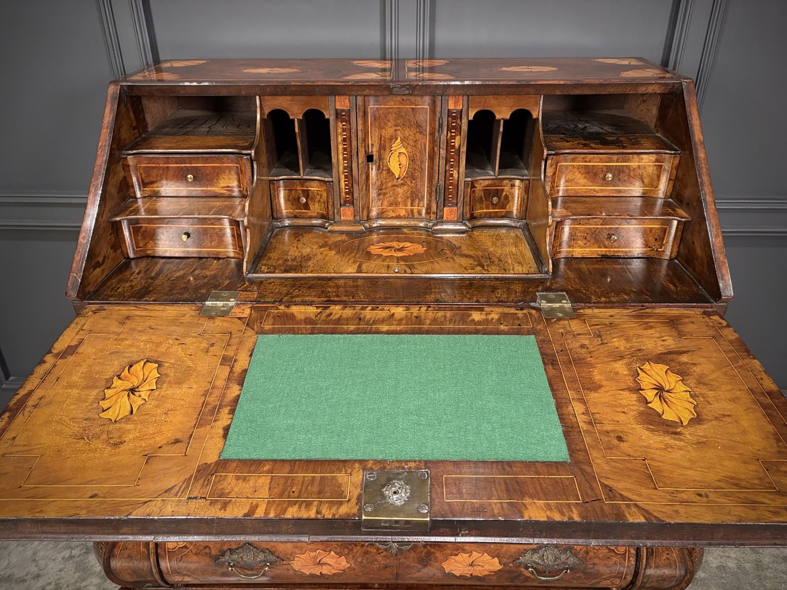 Dutch Marquetry Inlaid Walnut Bureau photo vinterior